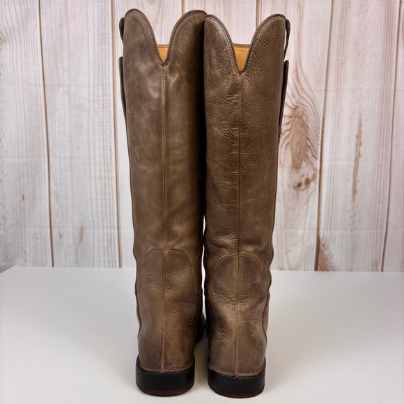 Frye Leather Boots Equestrian Low Heel Tall Riding Pull On Bike Boot Gray Sz 7.5 - Picture 7 of 16